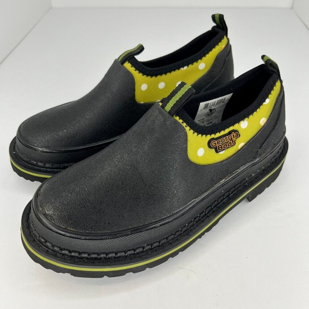 Georgia Boot Youth G2160 Black Leather Oxford Slip On Size 5KDW Work Shoes